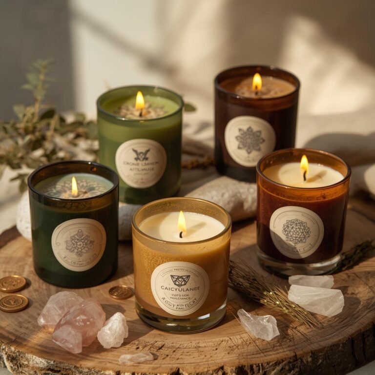 bougie protection spirituelle aux cristaux