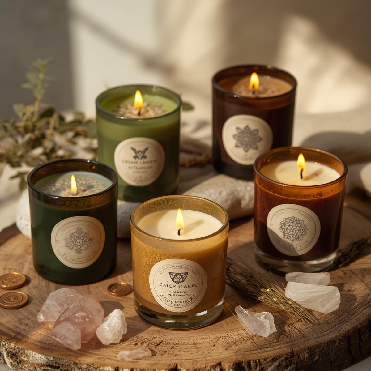 bougie protection spirituelle aux cristaux
